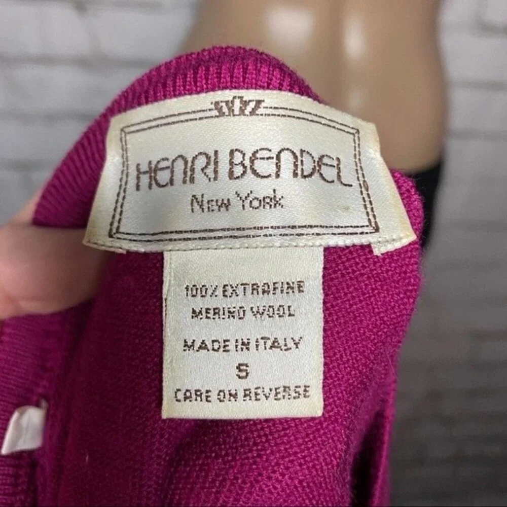 Henri Bendel Vintage Pink Merino Crew Neck Sweater Size Small - Picture 7 of 8
